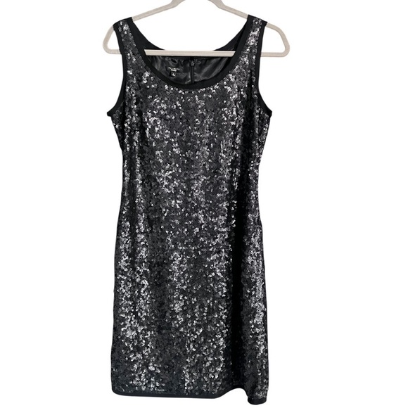 Talbots Dresses & Skirts - Talbots 100% Silk Elegant Sequined Cocktail Dress in Dark Gray size 8